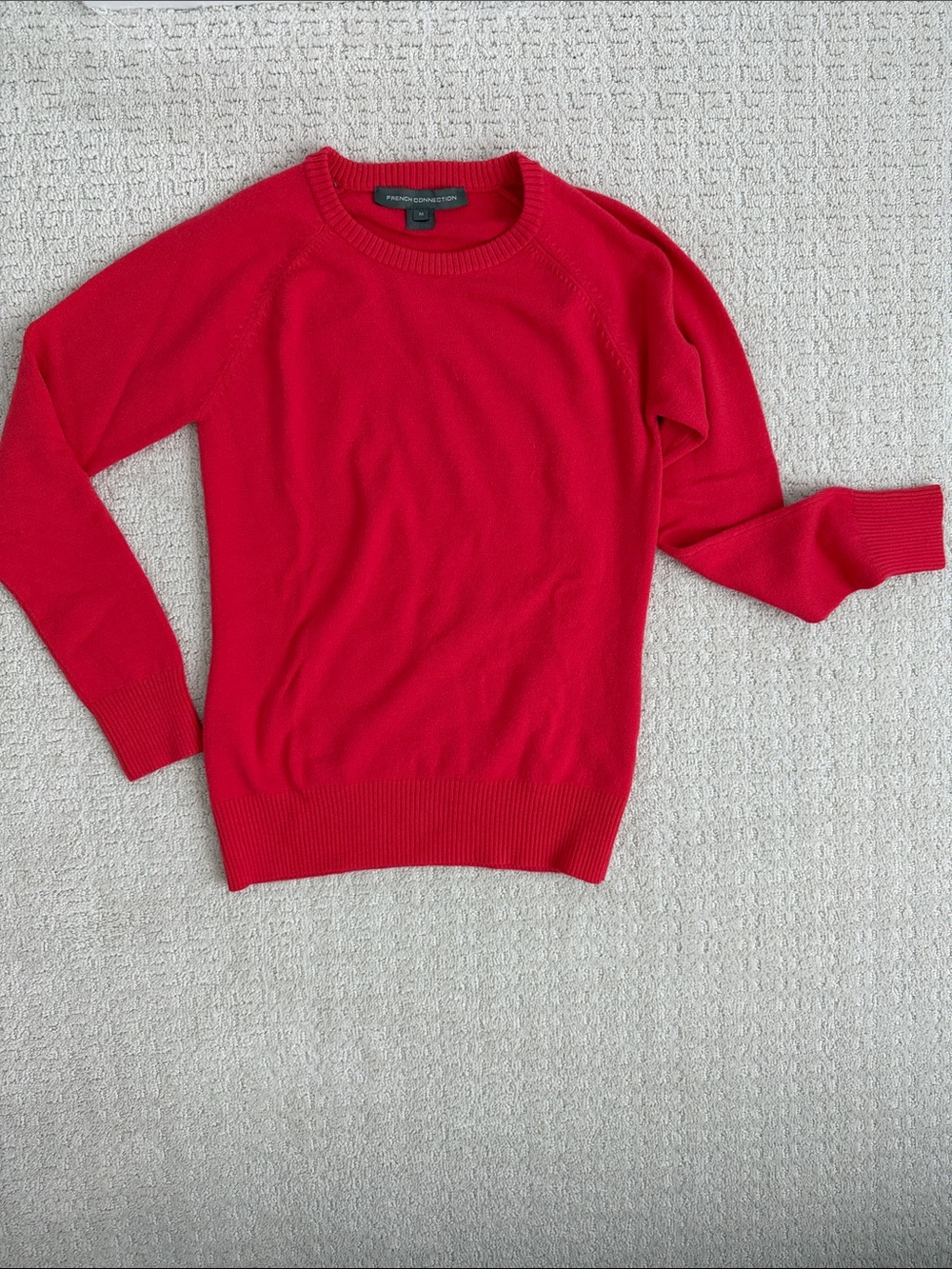 French Connection Red Crewneck Sweater classic preppy cozy - Picture 1 of 4